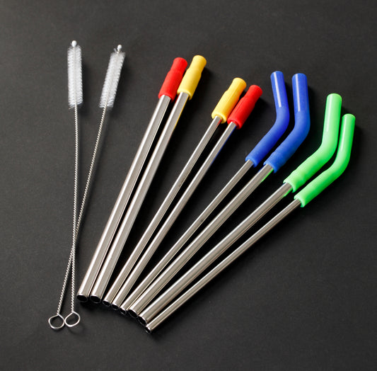 Stainless steel straw with silicone,total 8pcs/set straws
