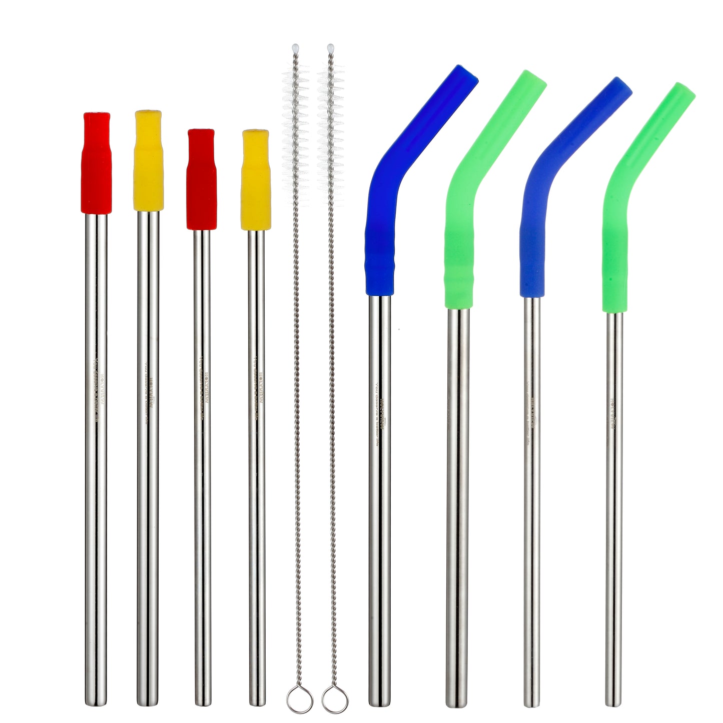 Stainless steel straw with silicone,total 8pcs/set straws